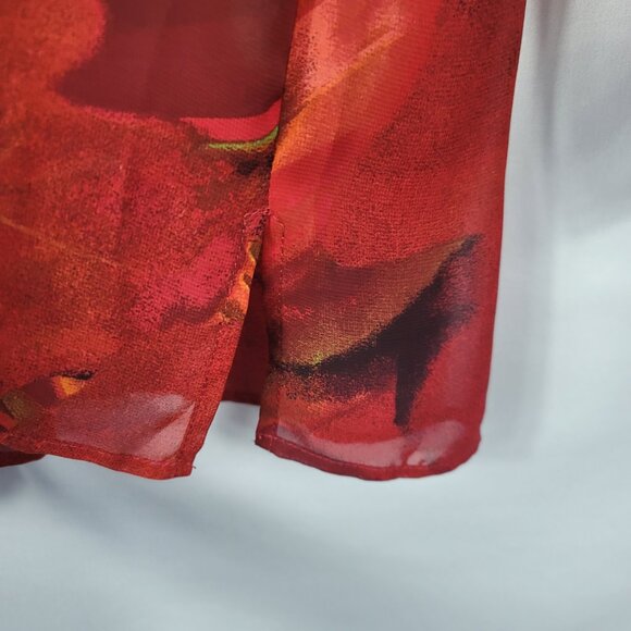 Chico's Additions Blouse Women's Size Large Red & Black Abstract Design - Picture 7 of 11
